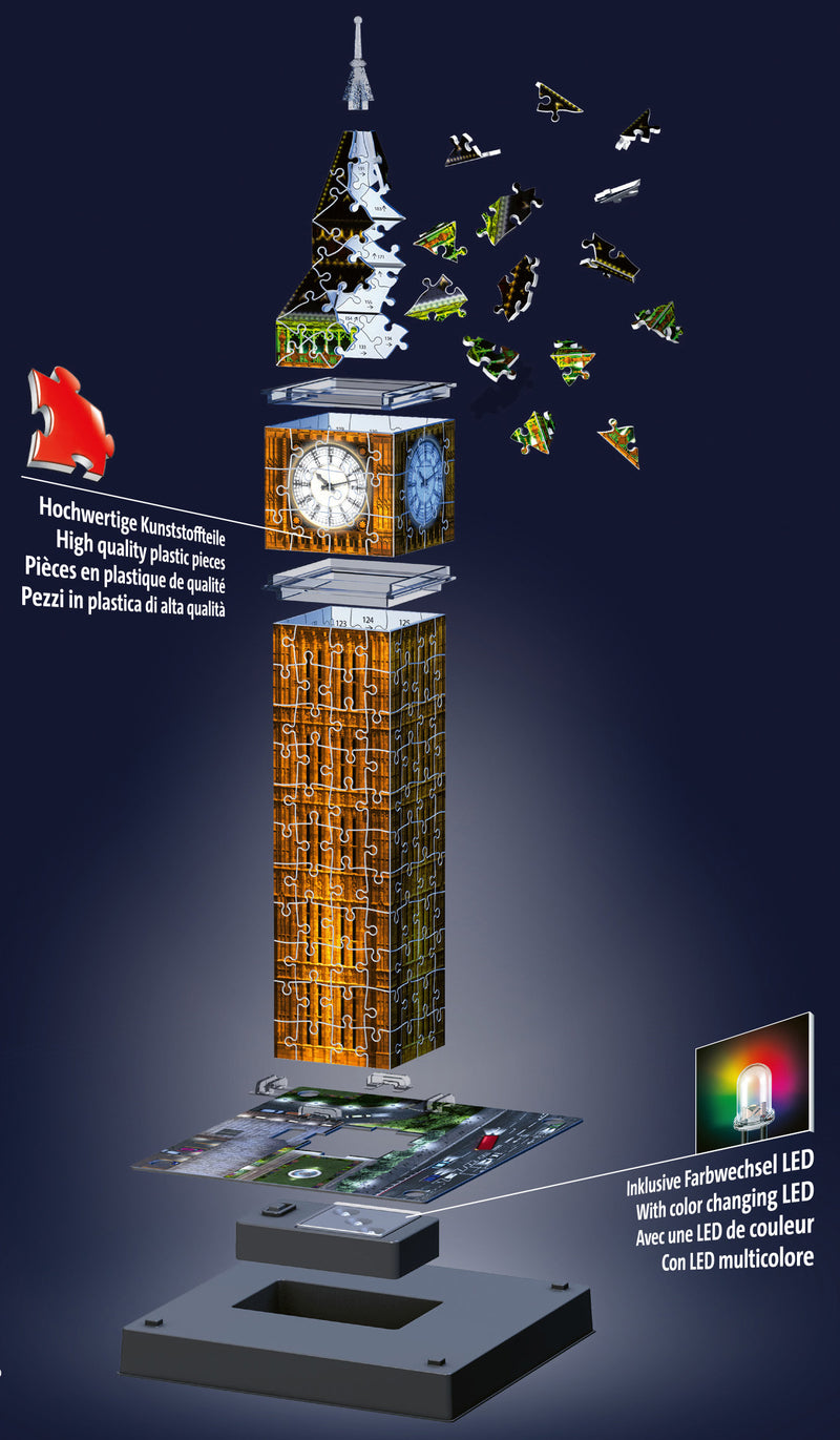 Ravensburger - 3D Puzzle - Big Ben with Working Clock 216 Piece Jigsaw  Puzzle